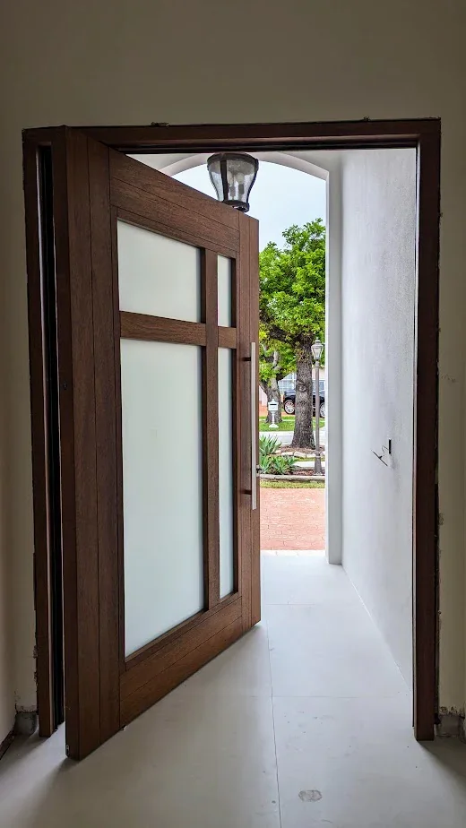 Custom wood entry detail