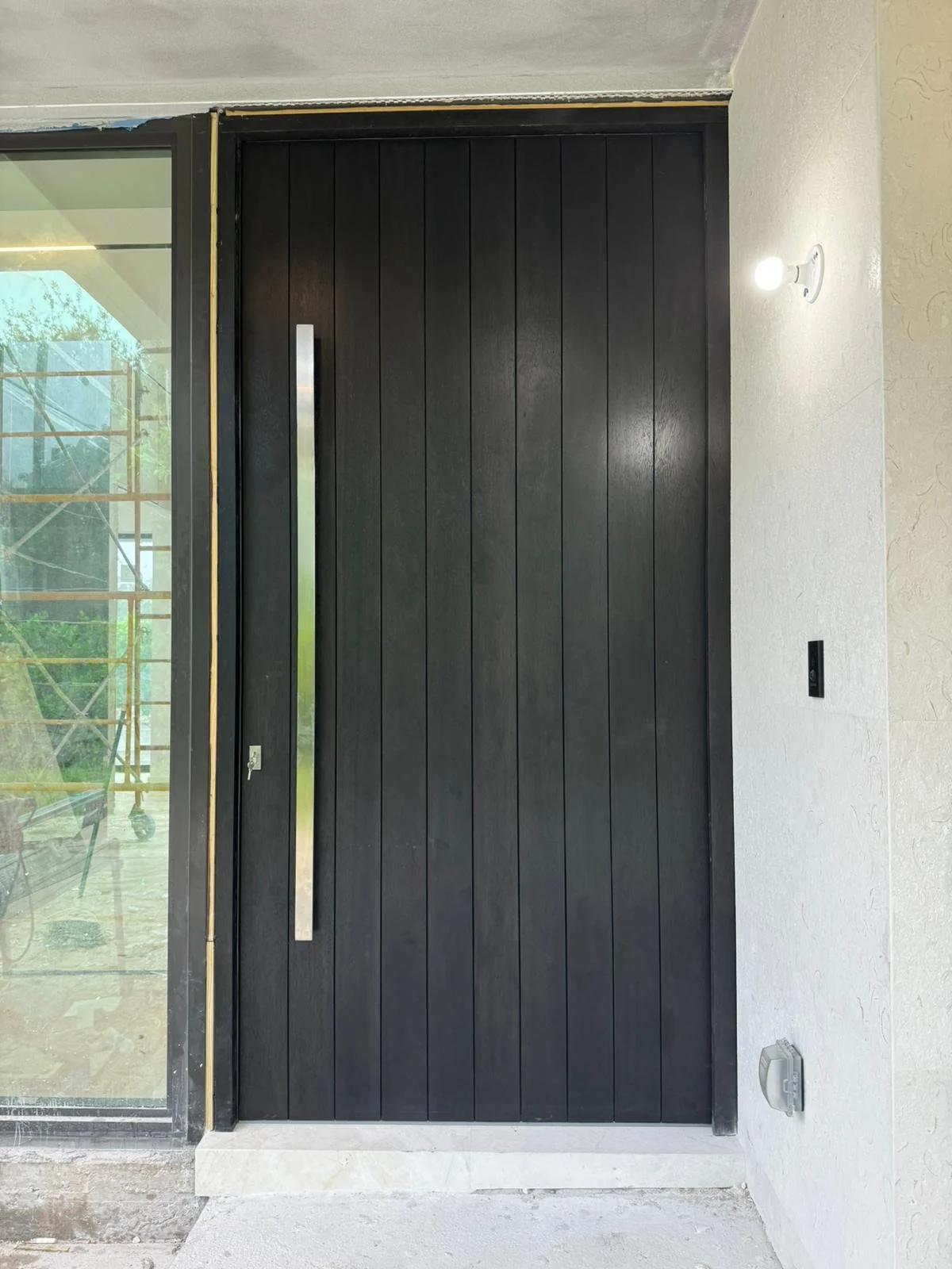 Custom hardwood door, side view